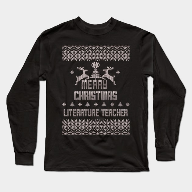 Merry Christmas LITERATURE TEACHER Long Sleeve T-Shirt by ramiroxavier